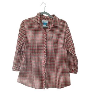 Women's Red Plaid Button Down Shirt